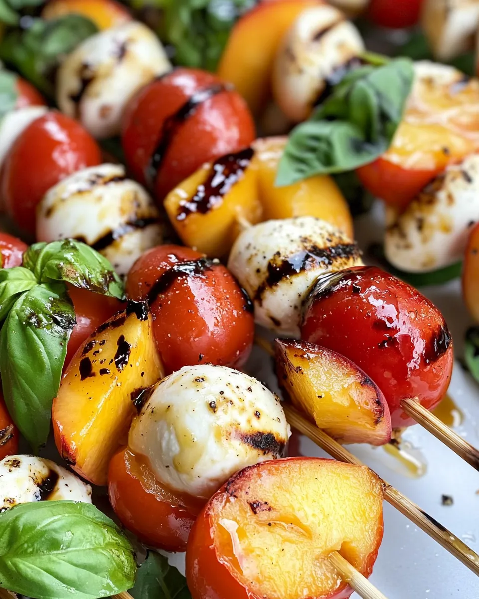 Fresh Tomato-Peach Caprese Skewers plate image