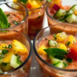 Homemade Tomato-Peach Gazpacho Shooter Cups photo