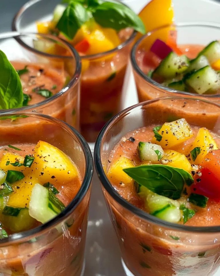 Homemade Tomato-Peach Gazpacho Shooter Cups photo