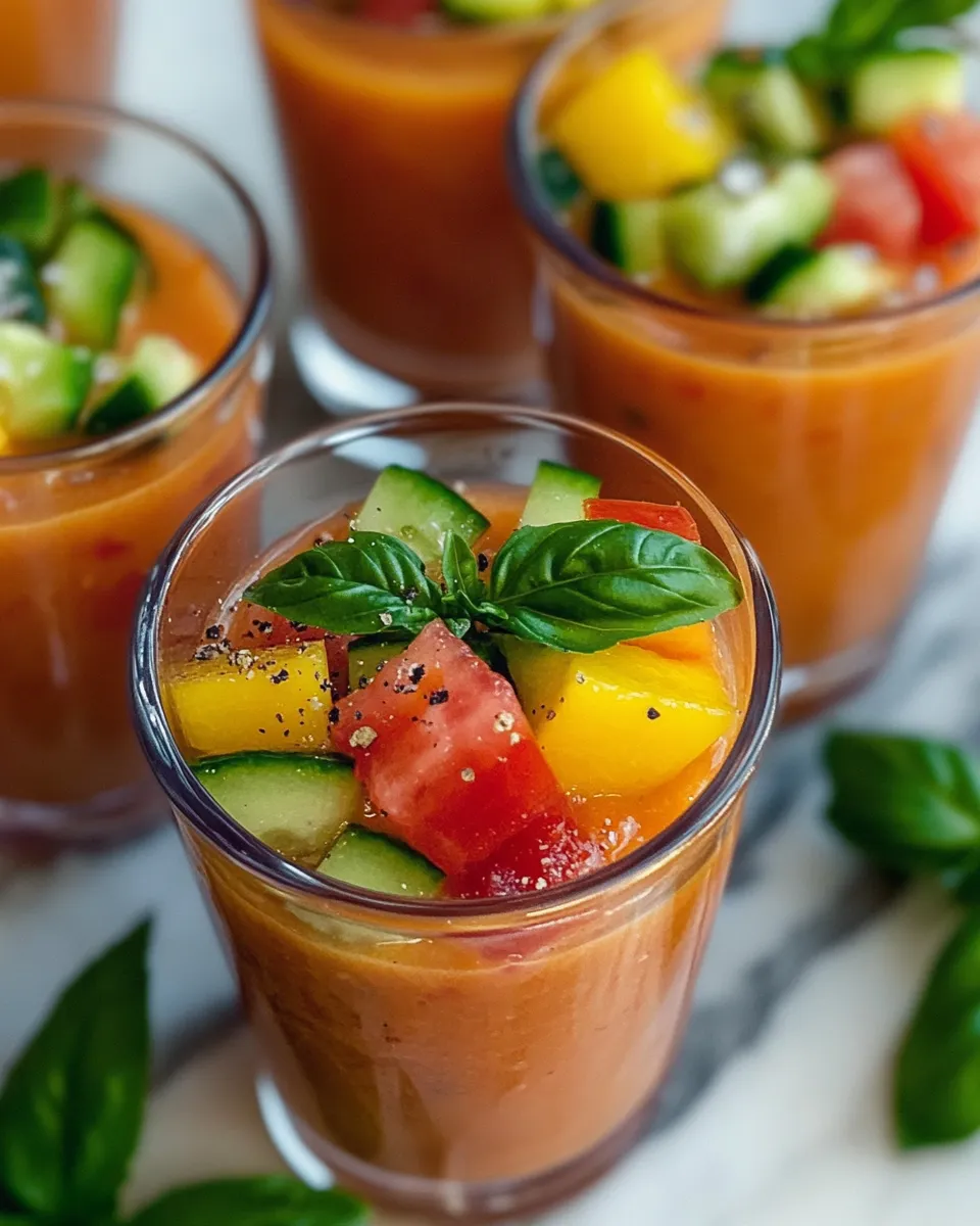 Classic Tomato-Peach Gazpacho Shooter Cups image