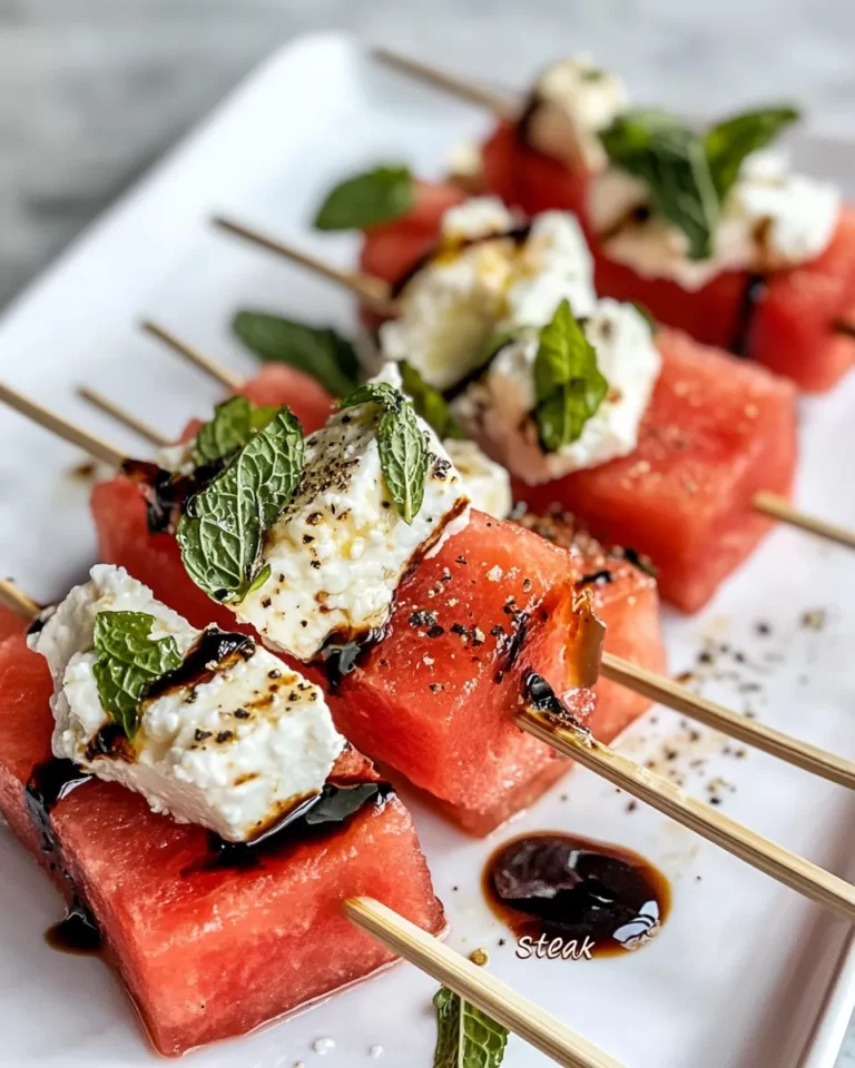 Delicious Watermelon "Steak" Feta Skewers photo