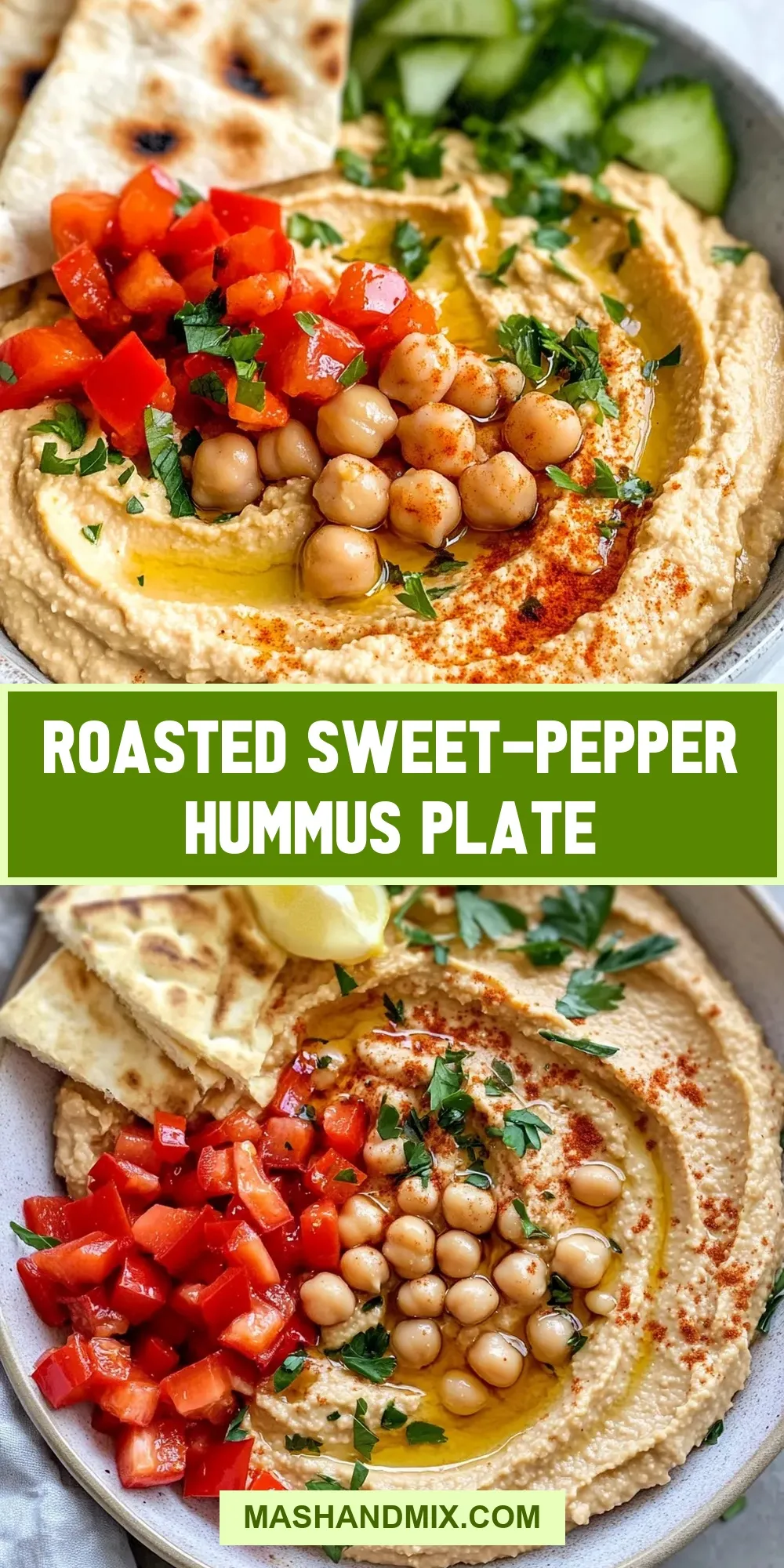 How To Make Simple Roasted Sweet-Pepper Hummus Plate