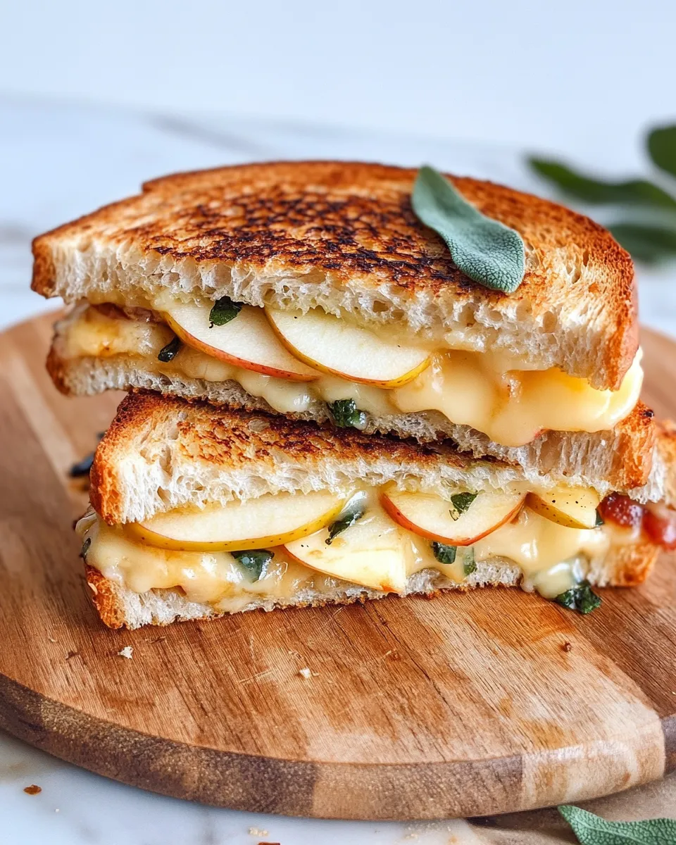 Easy Apple-Gouda Grilled Cheese with Sage Butter food shot