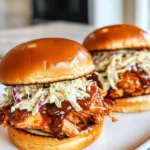 Homemade Apple Butter BBQ Pulled Chicken Sandwiches food shot