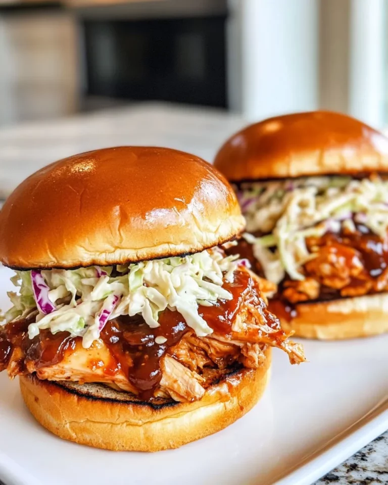 Homemade Apple Butter BBQ Pulled Chicken Sandwiches food shot