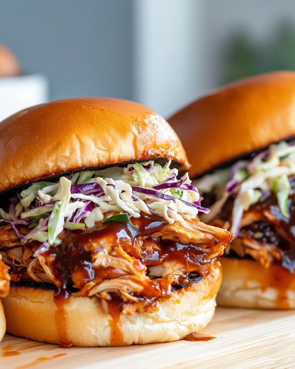 Easy Apple Butter BBQ Pulled Chicken Sandwiches plate image