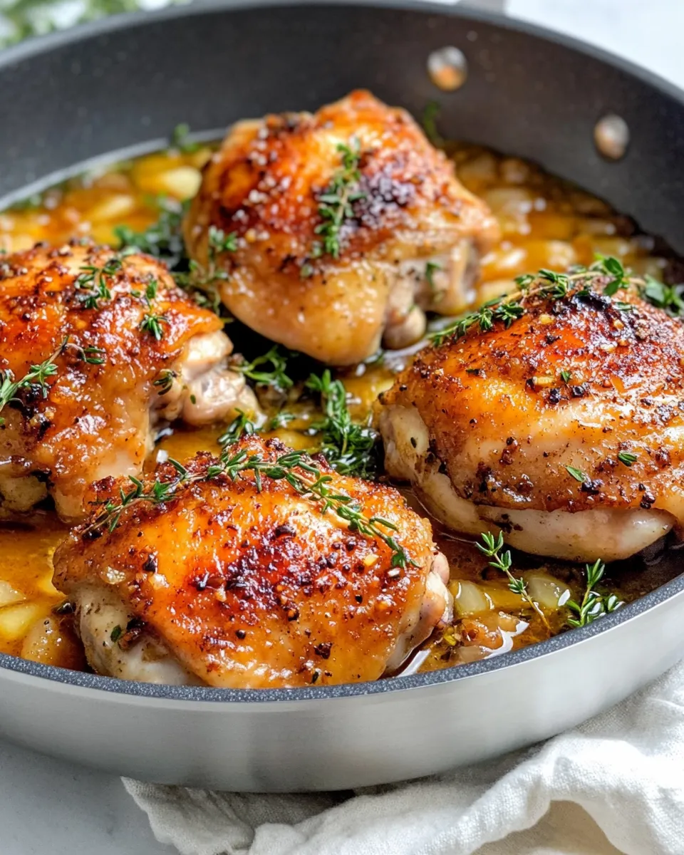 Easy Apple Cider Braised Chicken Thighs food shot