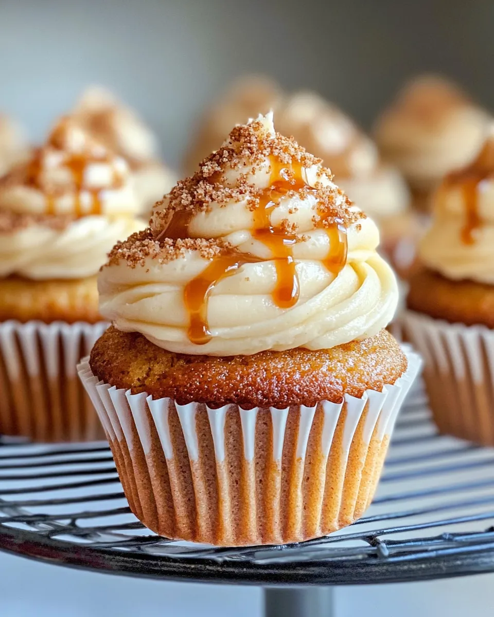 Delicious Apple Cider Cupcakes with Caramel Frosting shot