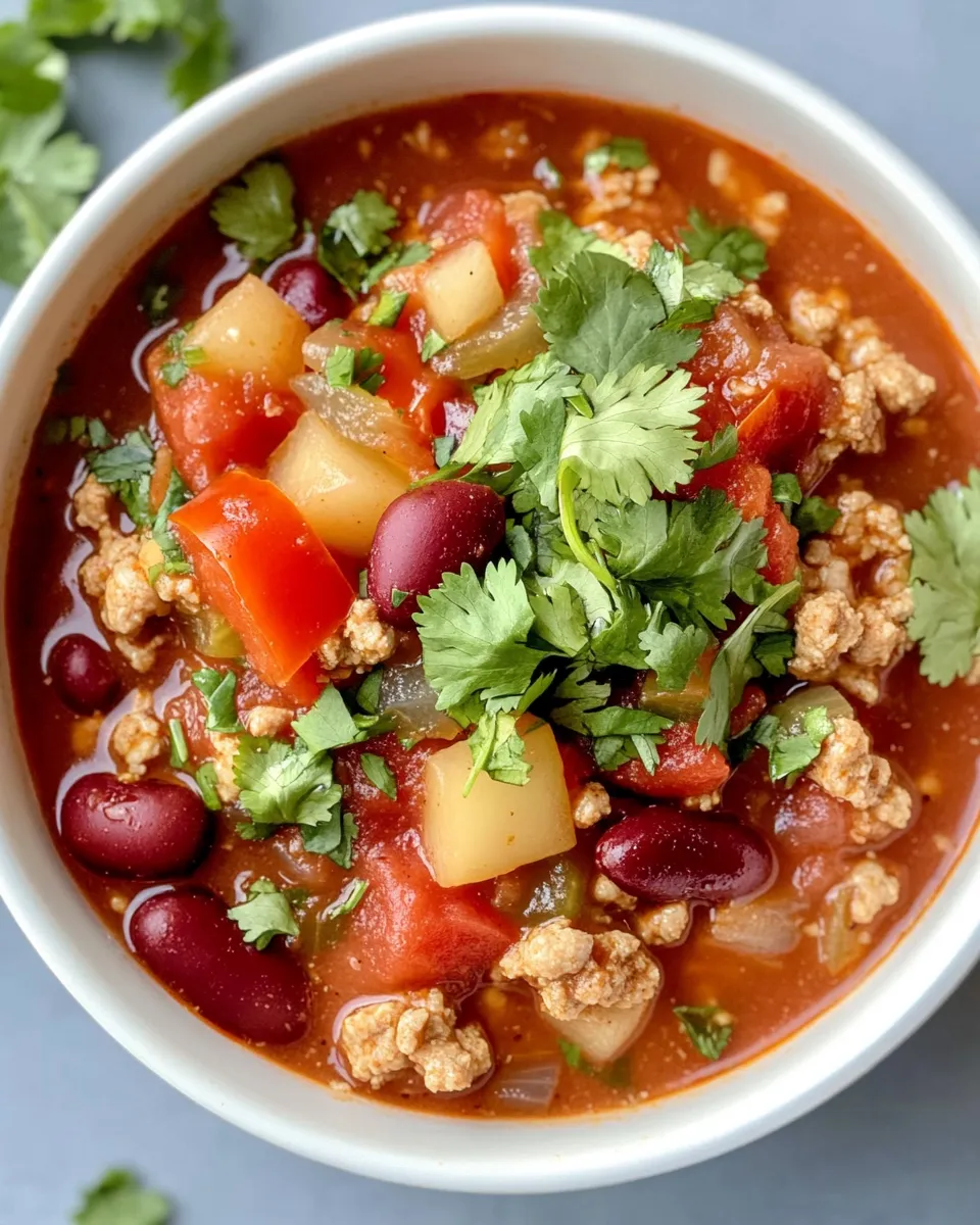 Delicious Apple Cider Turkey Chili plate image