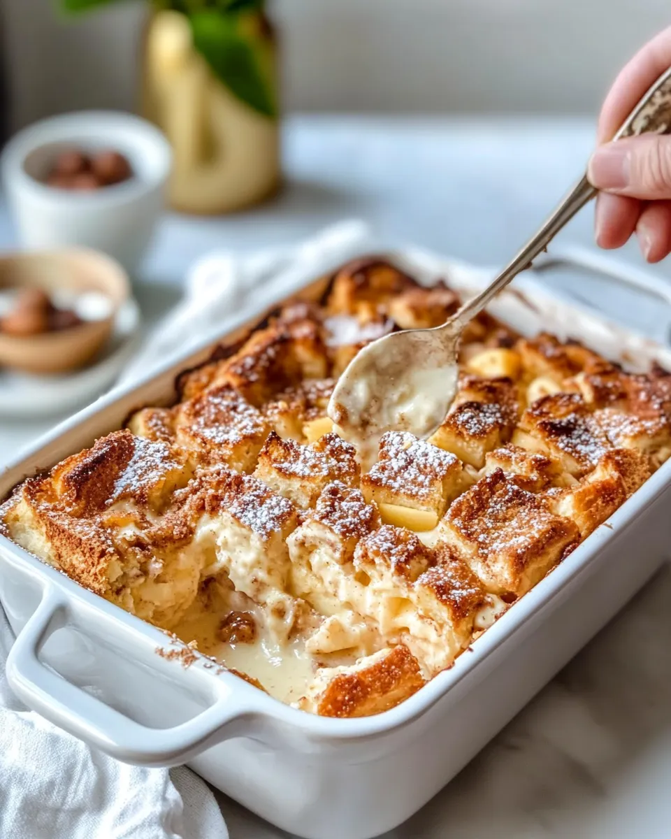 Delicious Apple Cinnamon Bread Pudding plate image