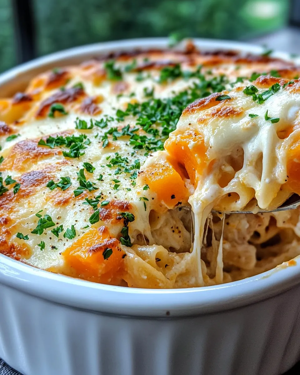 Easy Butternut Squash Alfredo Bake food shot