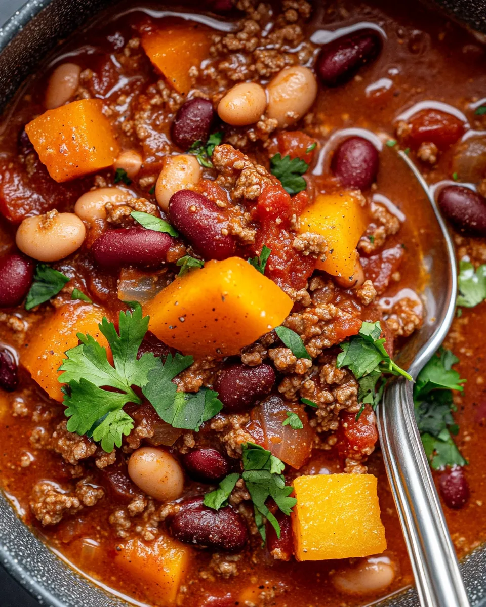 Homemade Butternut Squash Chili con Carne recipe photo