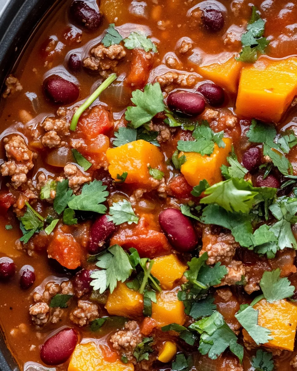 Classic Butternut Squash Chili con Carne dish photo