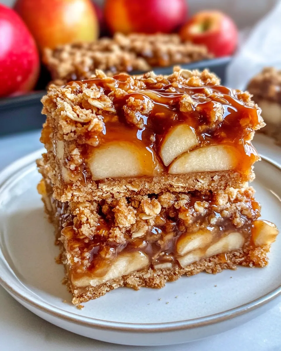 Easy Caramel Apple Crumble Bars food shot