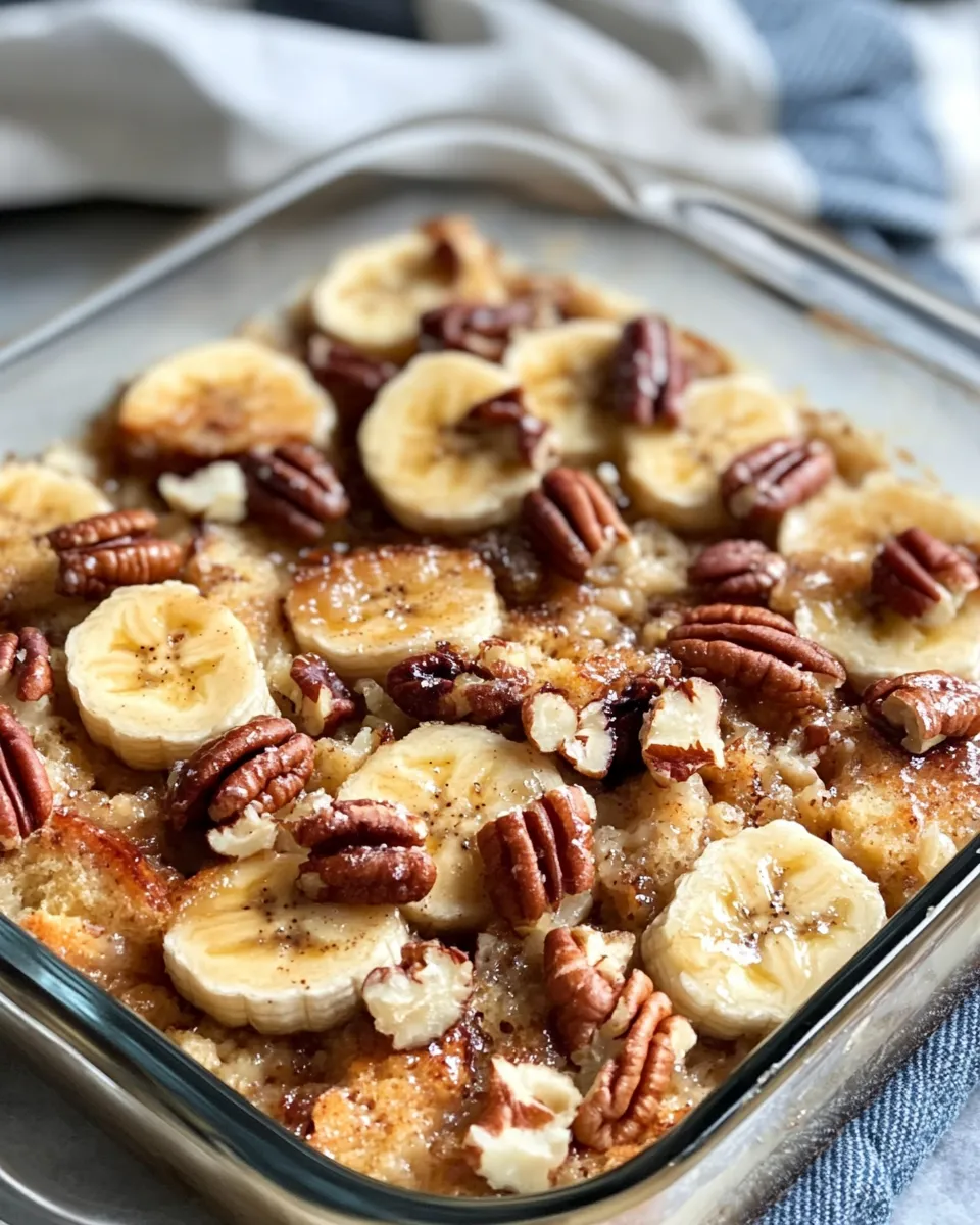 Easy Caramelized Banana Bread Pudding food shot