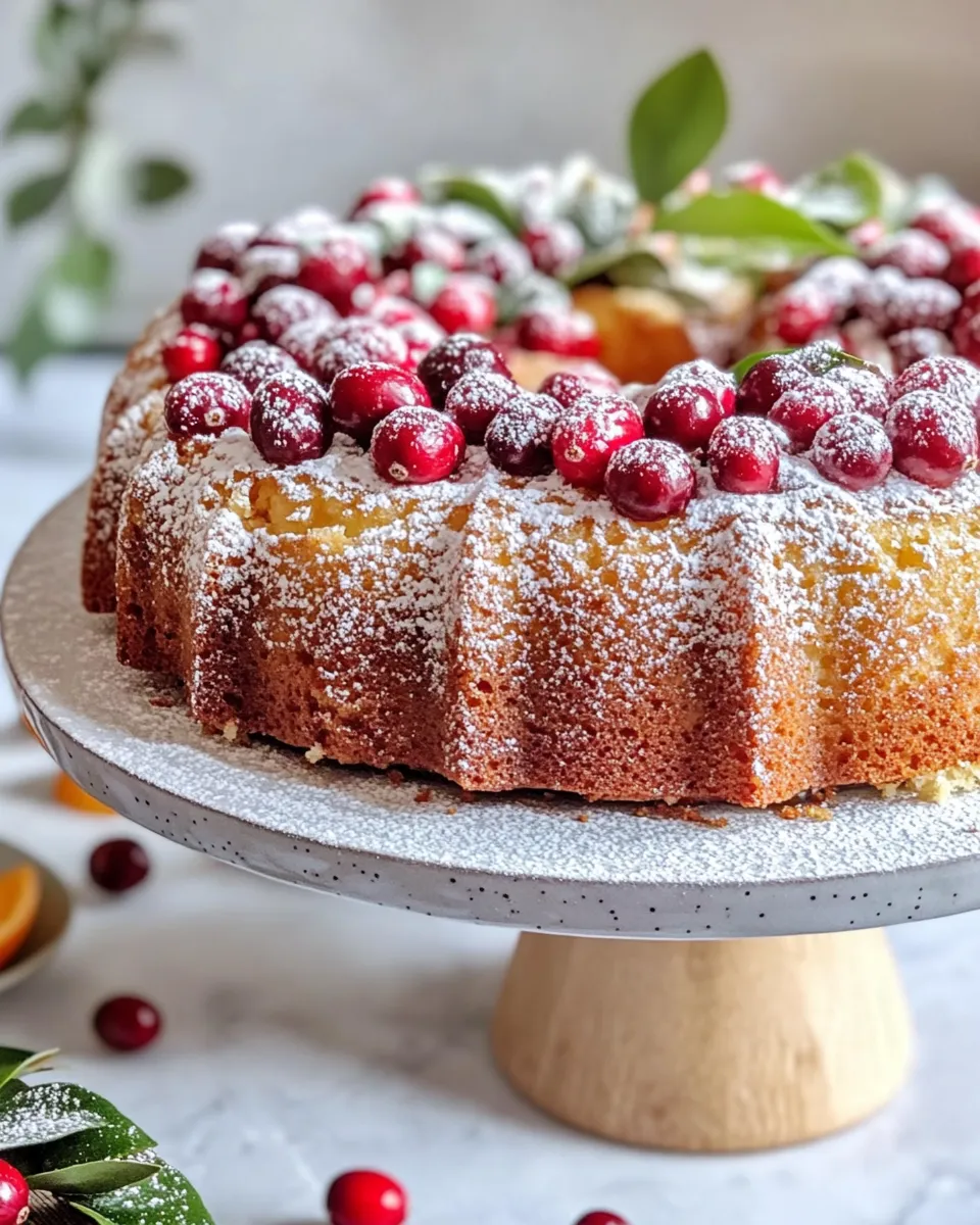 Easy Cranberry Orange Bundt Cake food shot