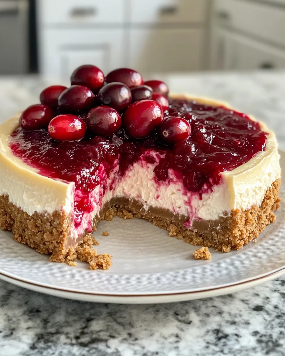 Homemade Cranberry Swirl Cheesecake photo