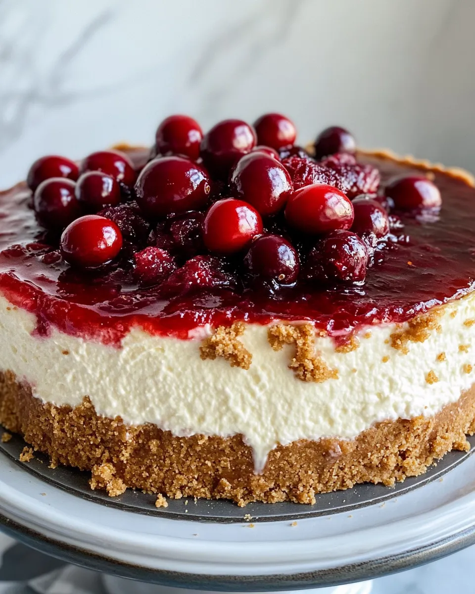 Classic Cranberry Swirl Cheesecake image