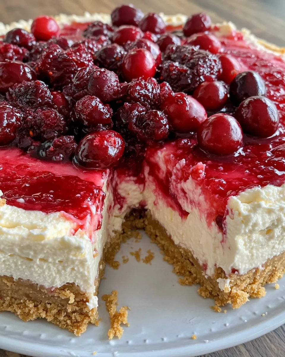 Easy Cranberry Swirl Cheesecake recipe photo