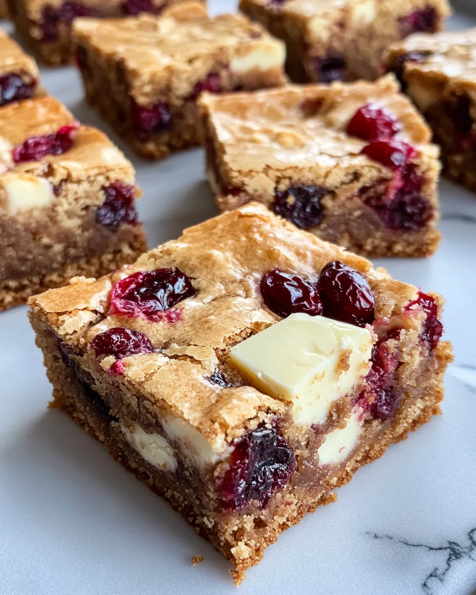 Homemade Cranberry White Chocolate Blondies photo
