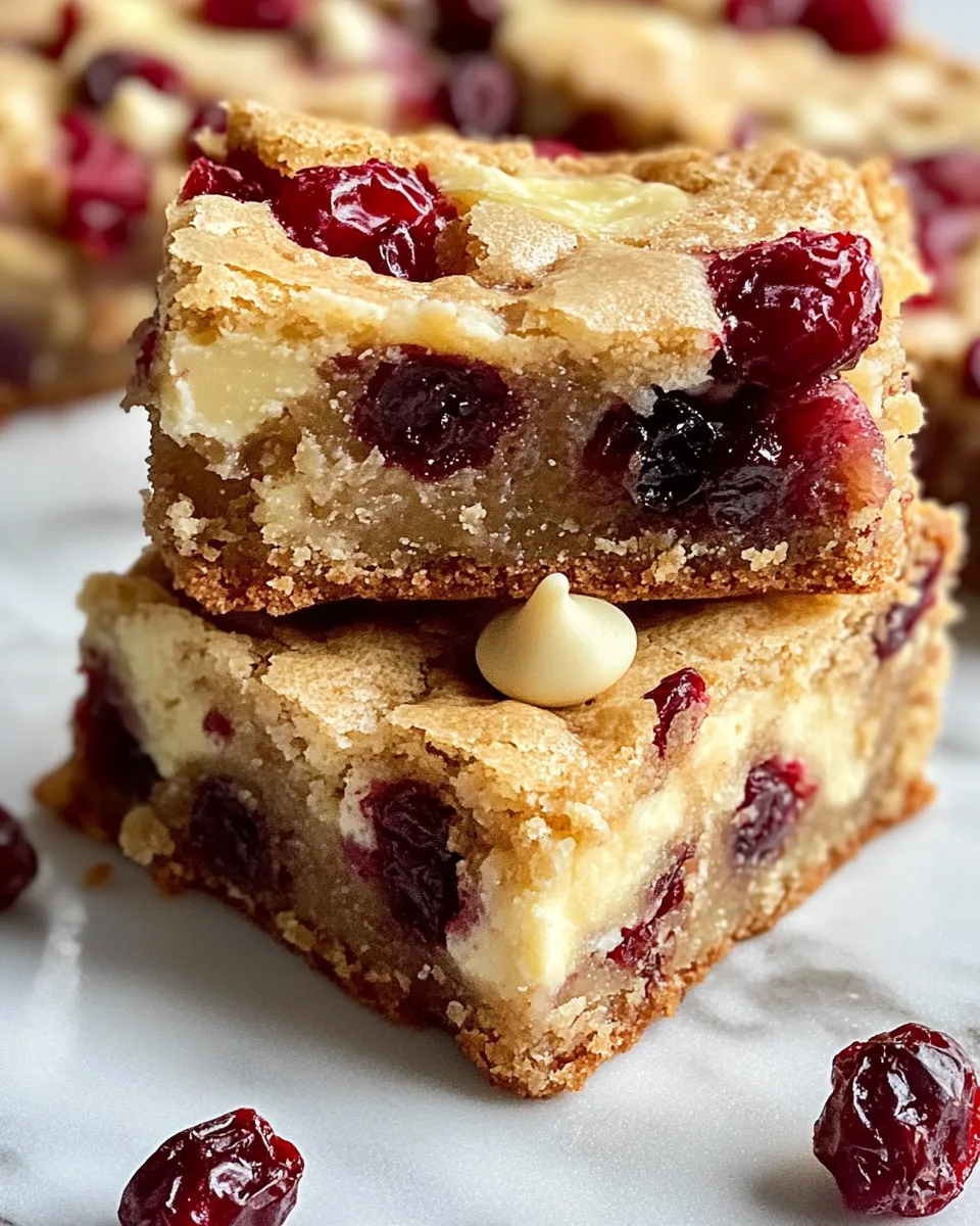 Easy Cranberry White Chocolate Blondies recipe photo