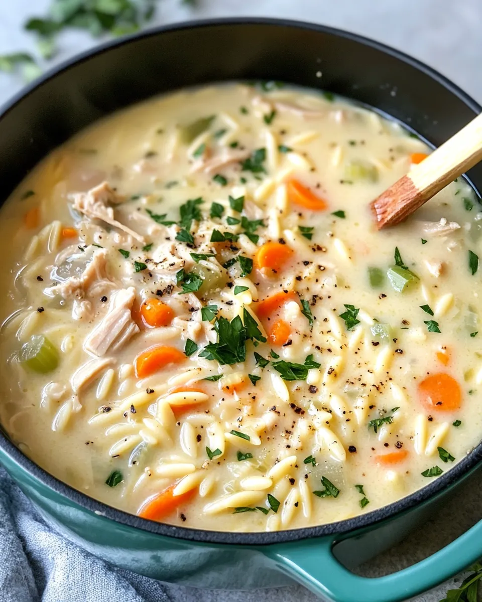 Classic Creamy Turkey Orzo Soup image