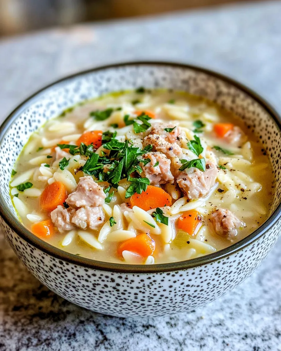 Easy Creamy Turkey Orzo Soup recipe photo