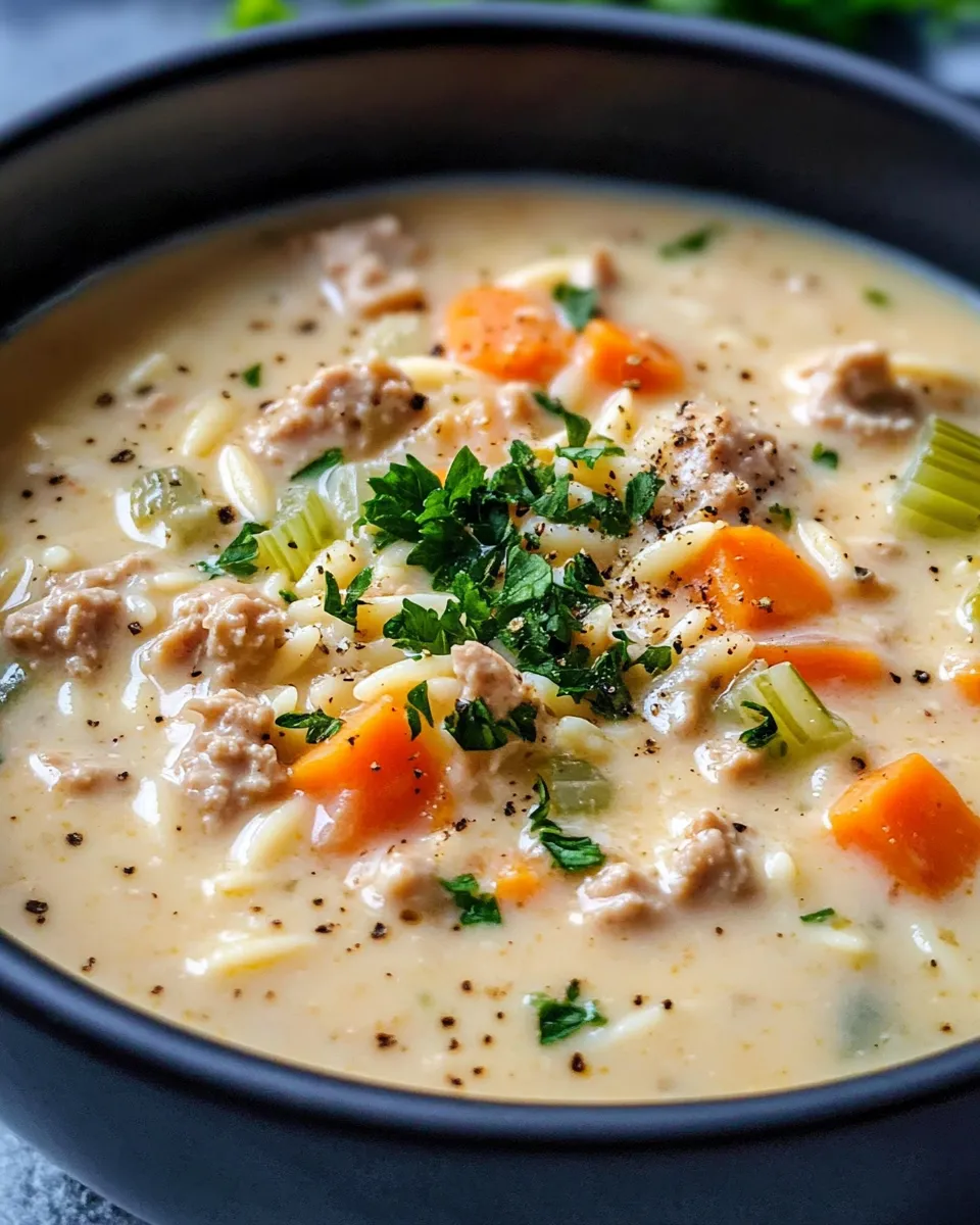 Delicious Creamy Turkey Orzo Soup dish photo