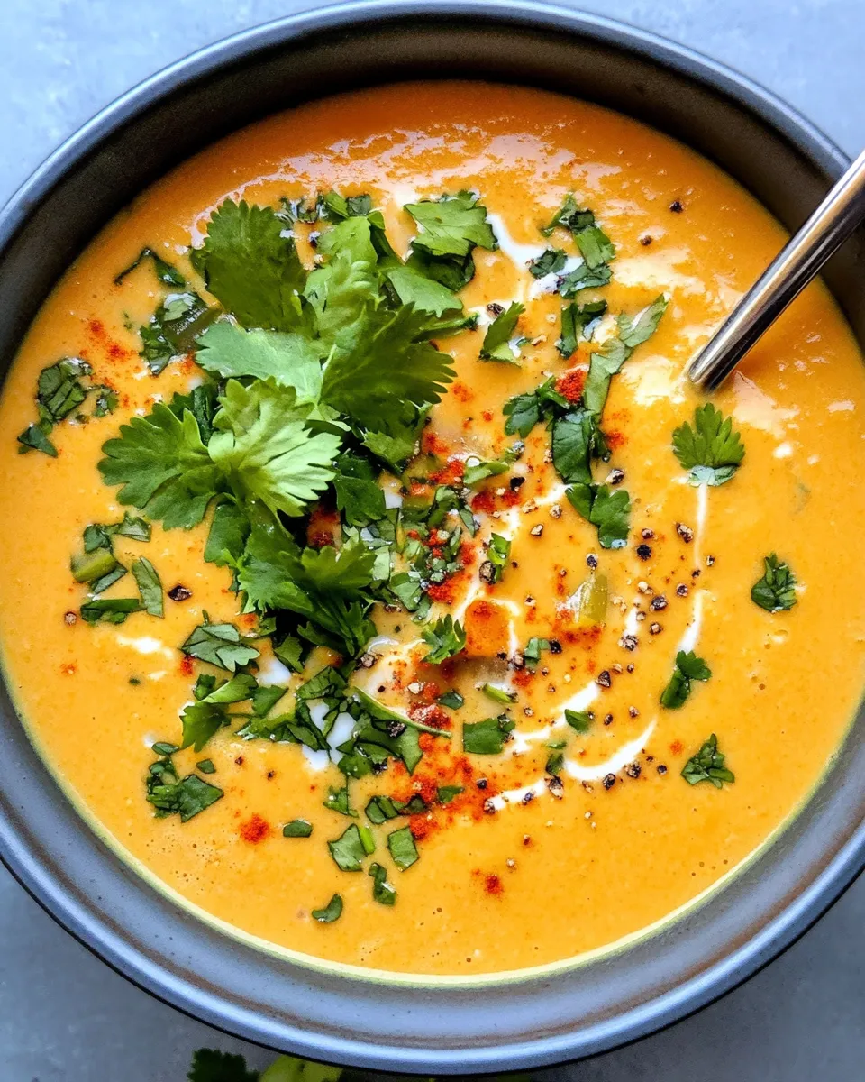 Delicious Curried Pumpkin Soup with Coconut Milk food shot