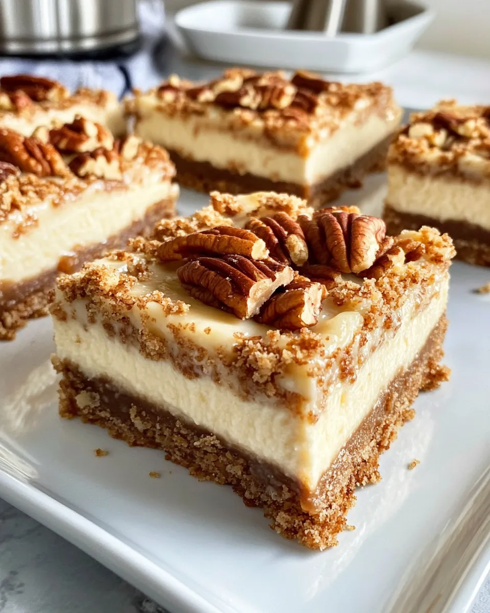 Easy Maple Pecan Cheesecake Bars food shot
