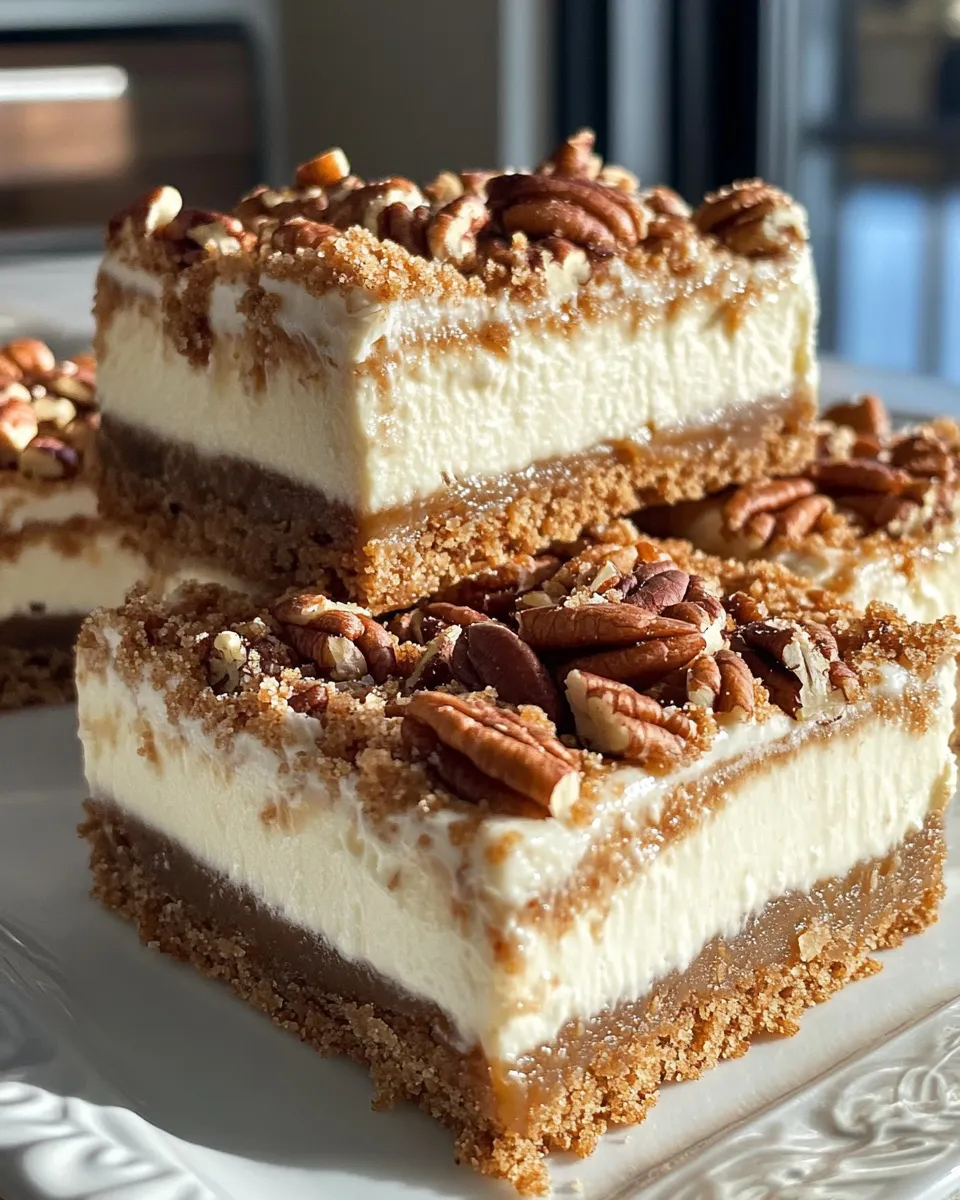 Delicious Maple Pecan Cheesecake Bars plate image