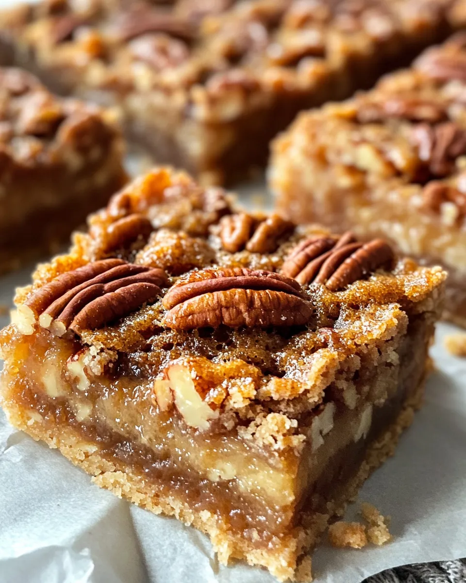Delicious Maple Pecan Pie Bars food shot