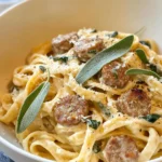 Homemade Pumpkin Sage Alfredo with Sausage photo