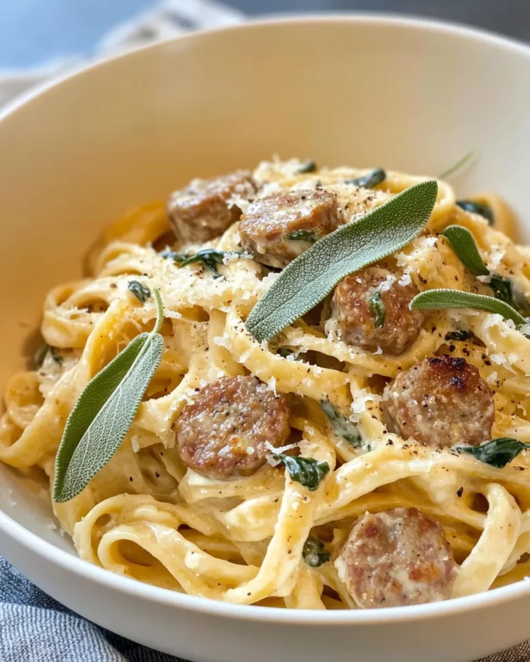 Homemade Pumpkin Sage Alfredo with Sausage photo