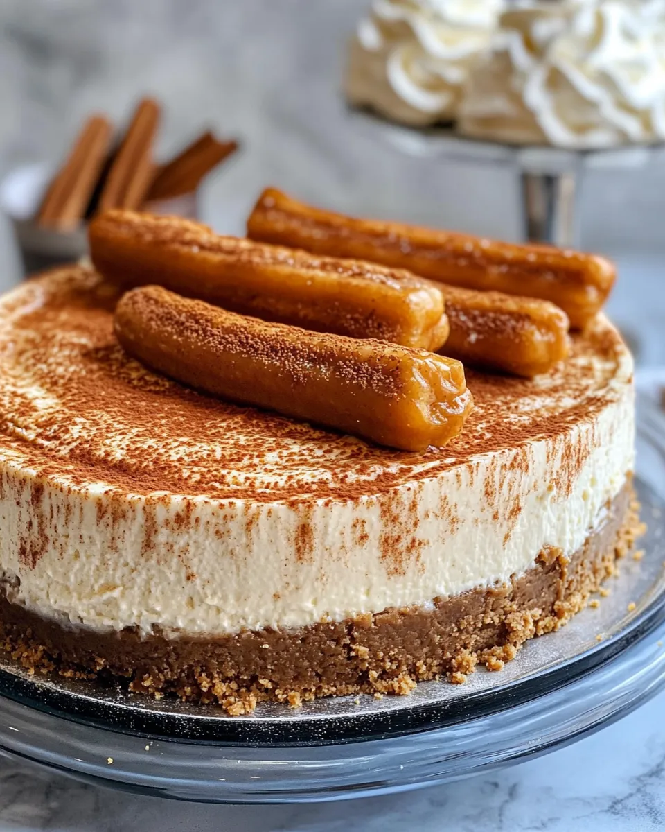 Easy Pumpkin Spice Churro Cheesecake food shot
