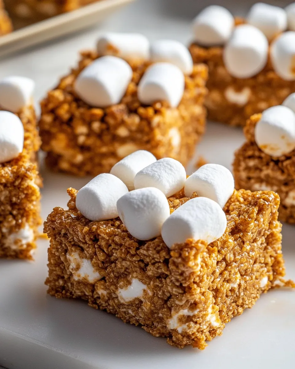 Easy Pumpkin Spice Rice Krispie Treats food shot