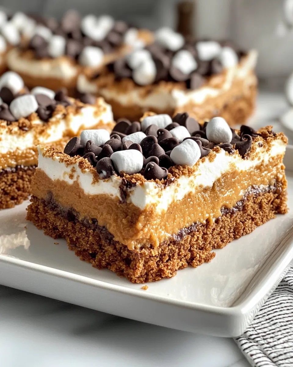 Delicious Pumpkin Spice Sâ€™mores Bars food shot