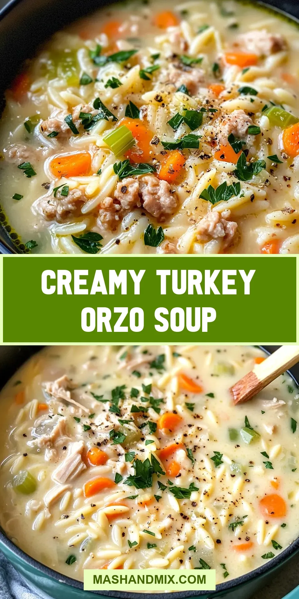 Homemade Creamy Turkey Orzo Soup