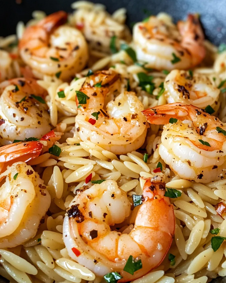 Easy 15-Minute Garlic Butter Shrimp Orzo food shot