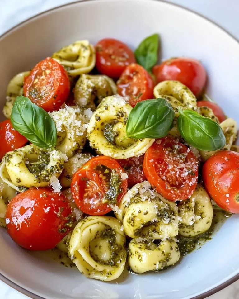 Homemade 15-Minute Pesto Tortellini with Burst Tomatoes dish photo