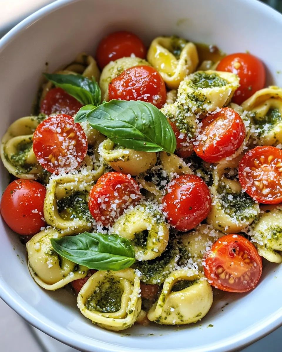 Classic 15-Minute Pesto Tortellini with Burst Tomatoes recipe image