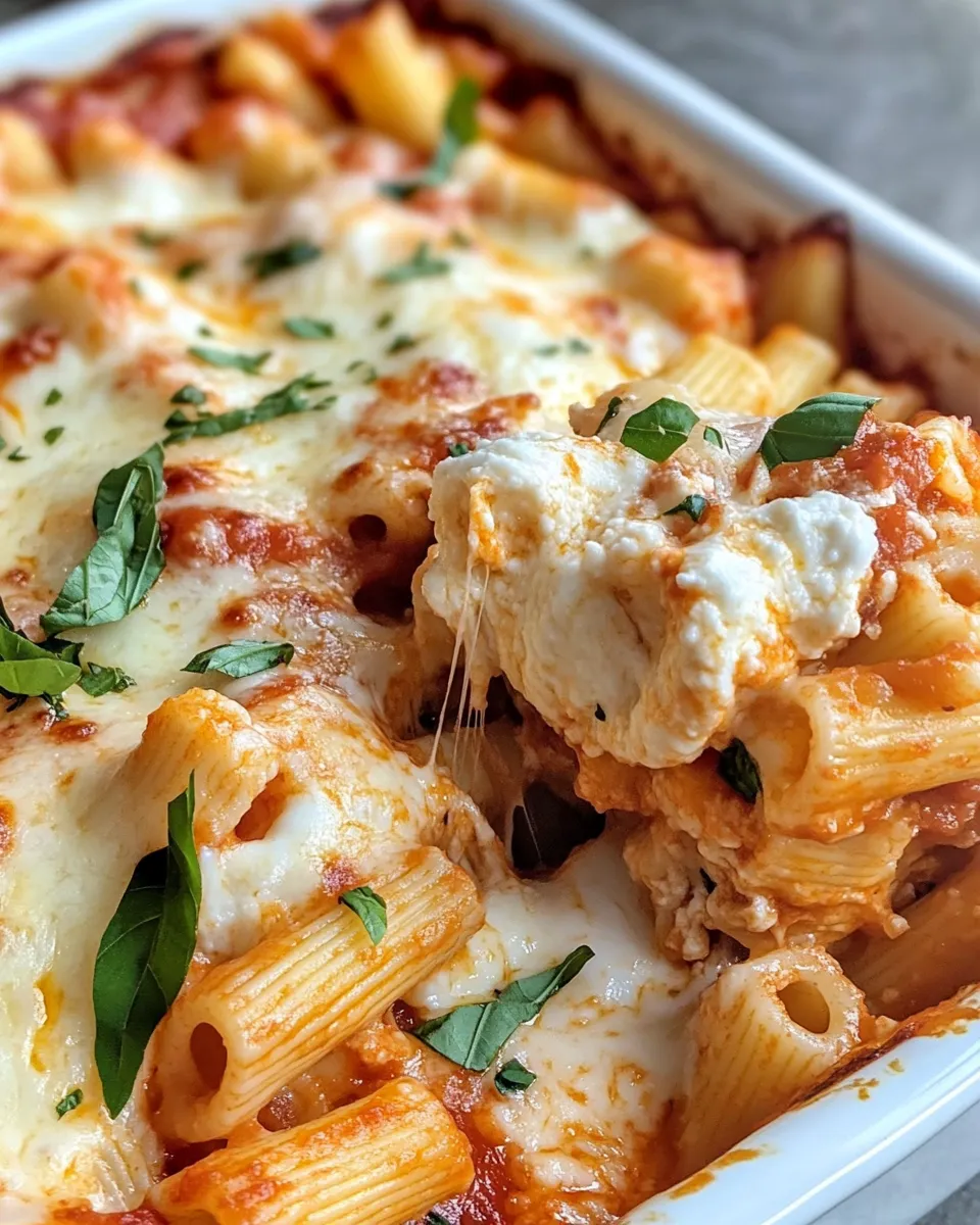 Easy 30-Minute Baked Ziti with Ricotta Clouds food shot