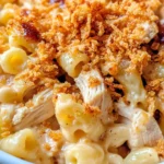 Homemade BBQ Chicken Mac with Crispy Onion Topping photo