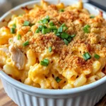 Delicious BBQ Ranch Chicken Mac and Cheese Bake food shot