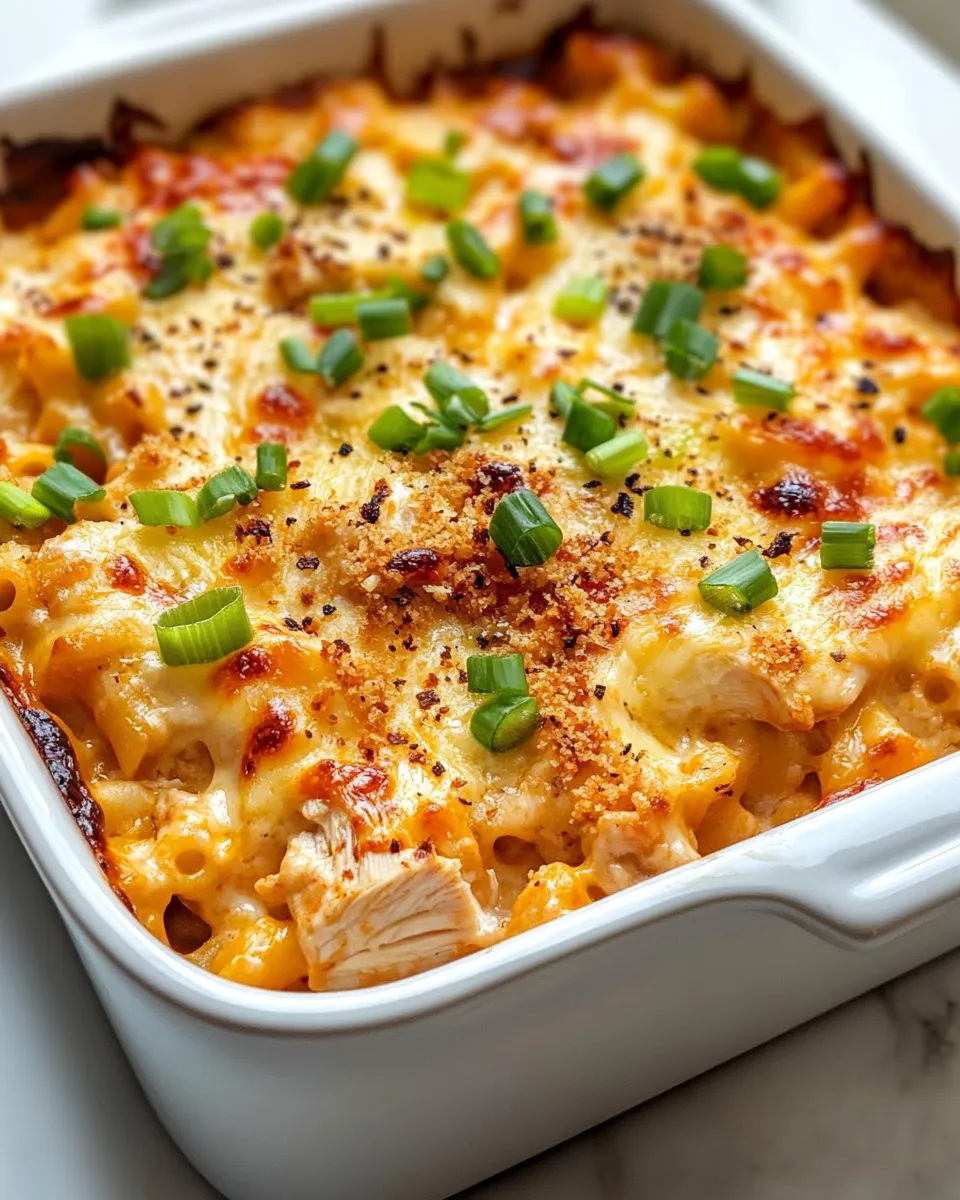 Homemade BBQ Ranch Chicken Mac and Cheese Bake plate image