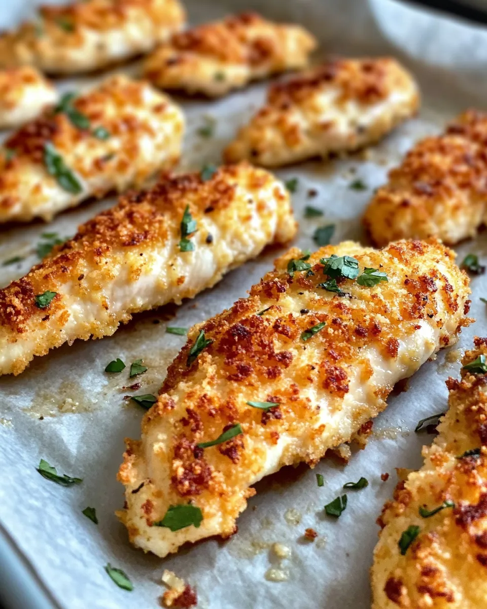 Delicious Baked Garlic Parmesan Chicken Tenders plate image