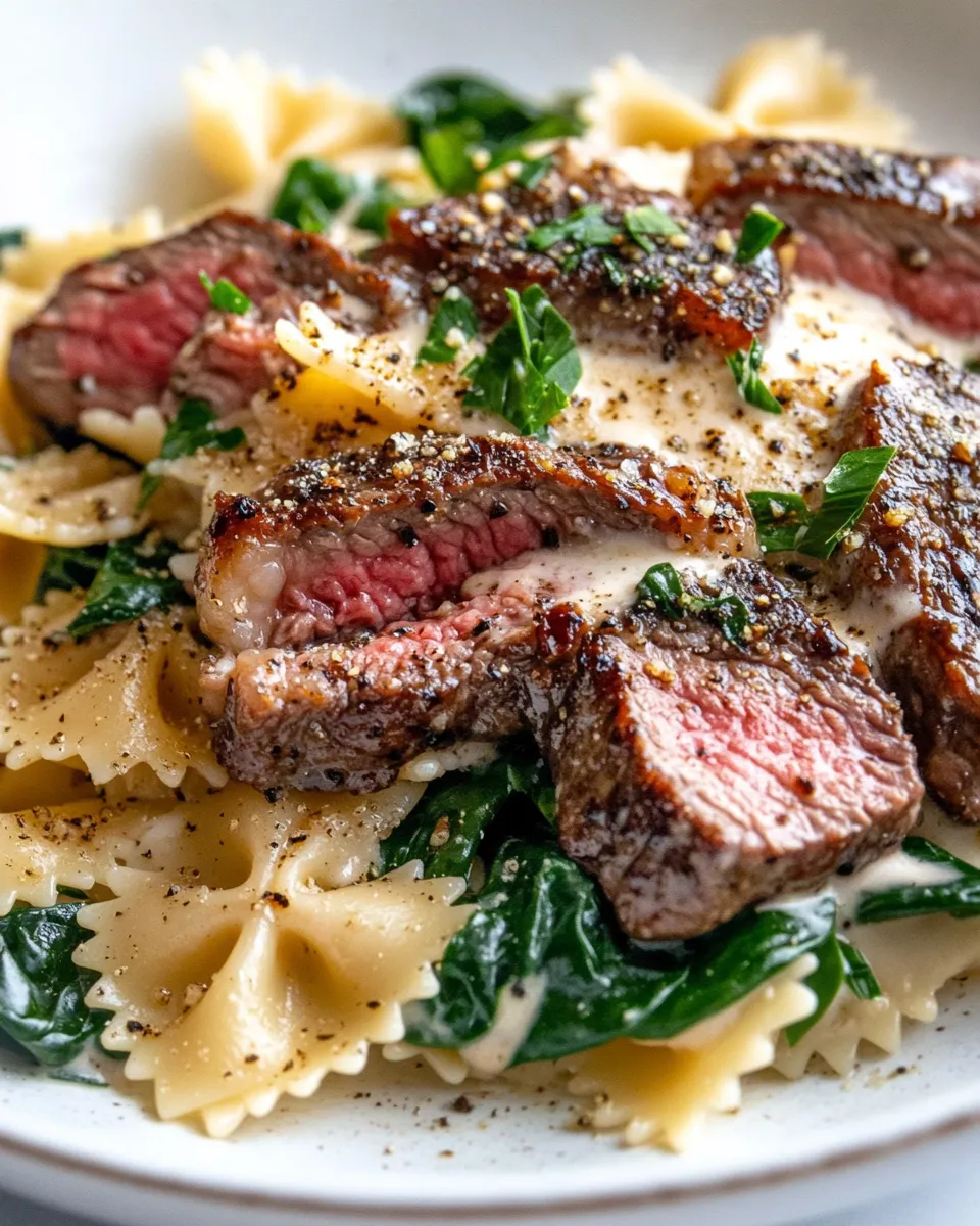 Delicious Balsamic Glaze Steak Alfredo Bowties image
