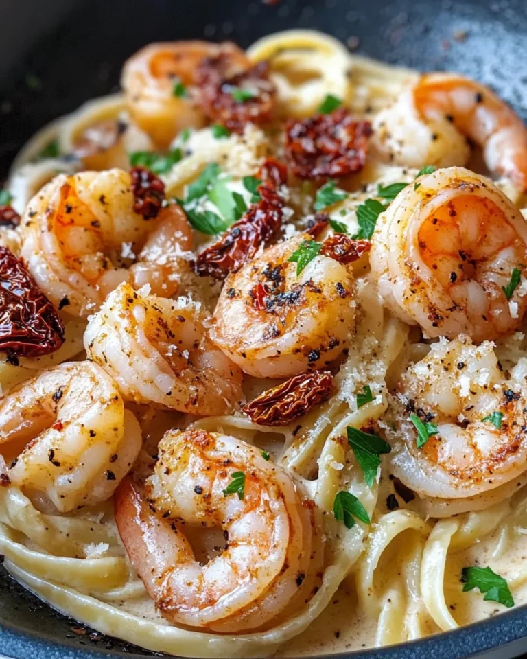 Homemade Blackened Shrimp Alfredo with Sun-Dried Tomatoes recipe photo