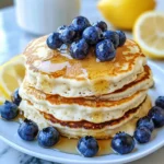 Homemade Blueberry Lemon Greek Yogurt Pancakes recipe photo