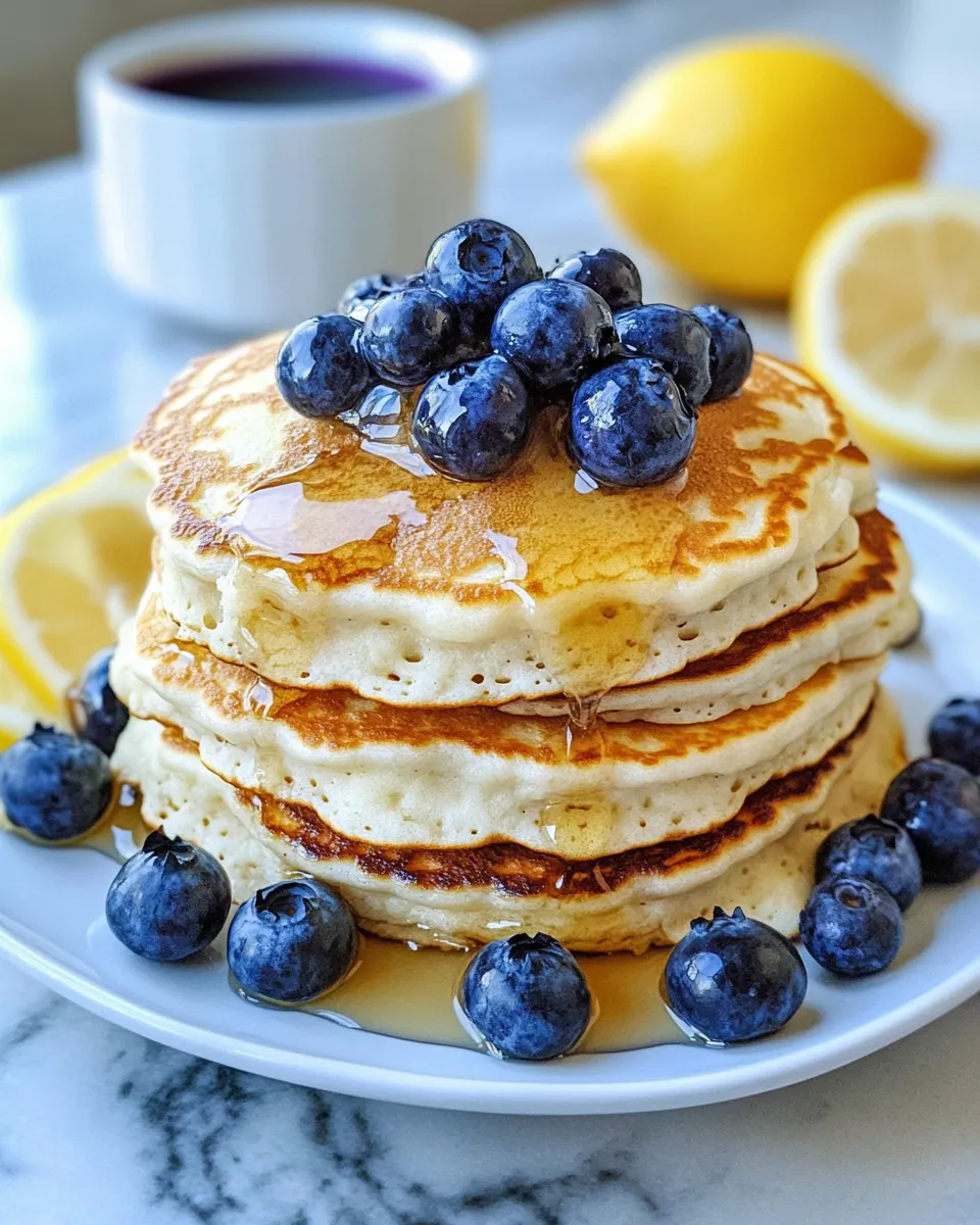Homemade Blueberry Lemon Greek Yogurt Pancakes recipe photo